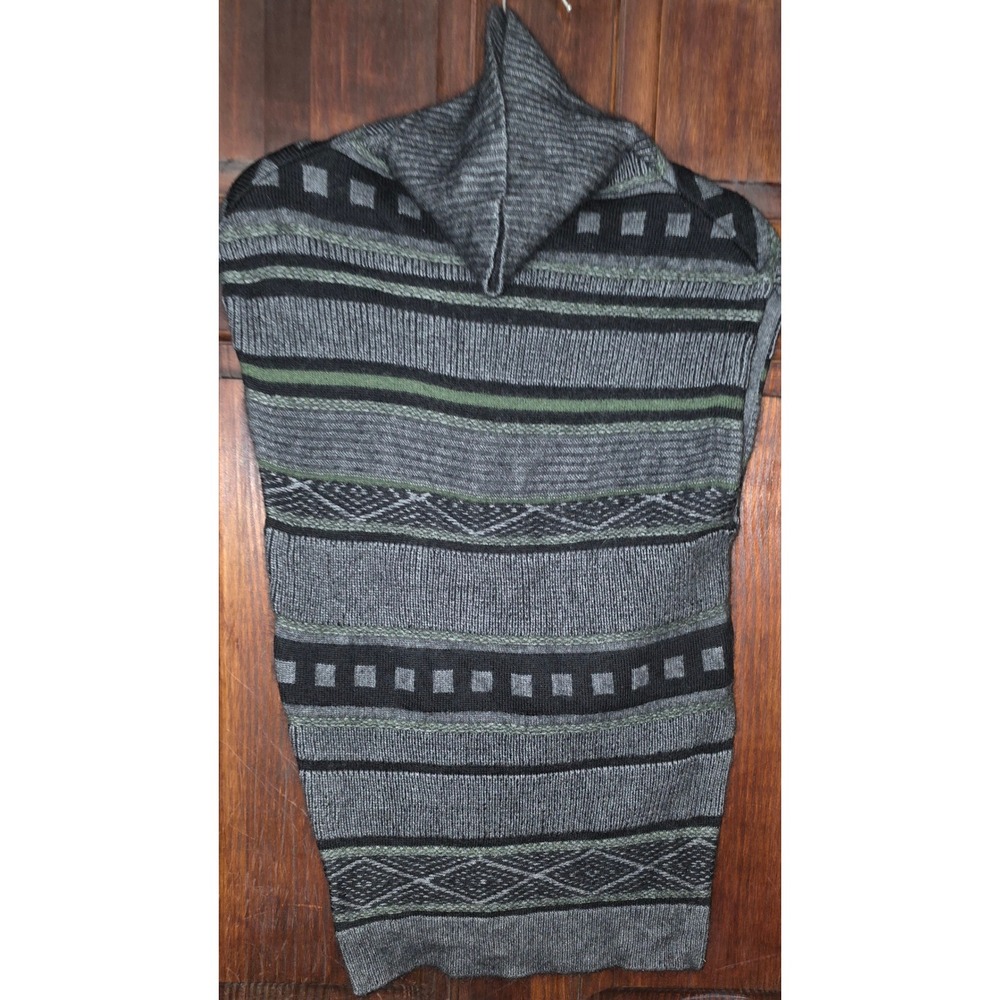 3.1 Phillip Lim Merino Wool Marten Knit Turtleneck Vest Grey Geometric Small
